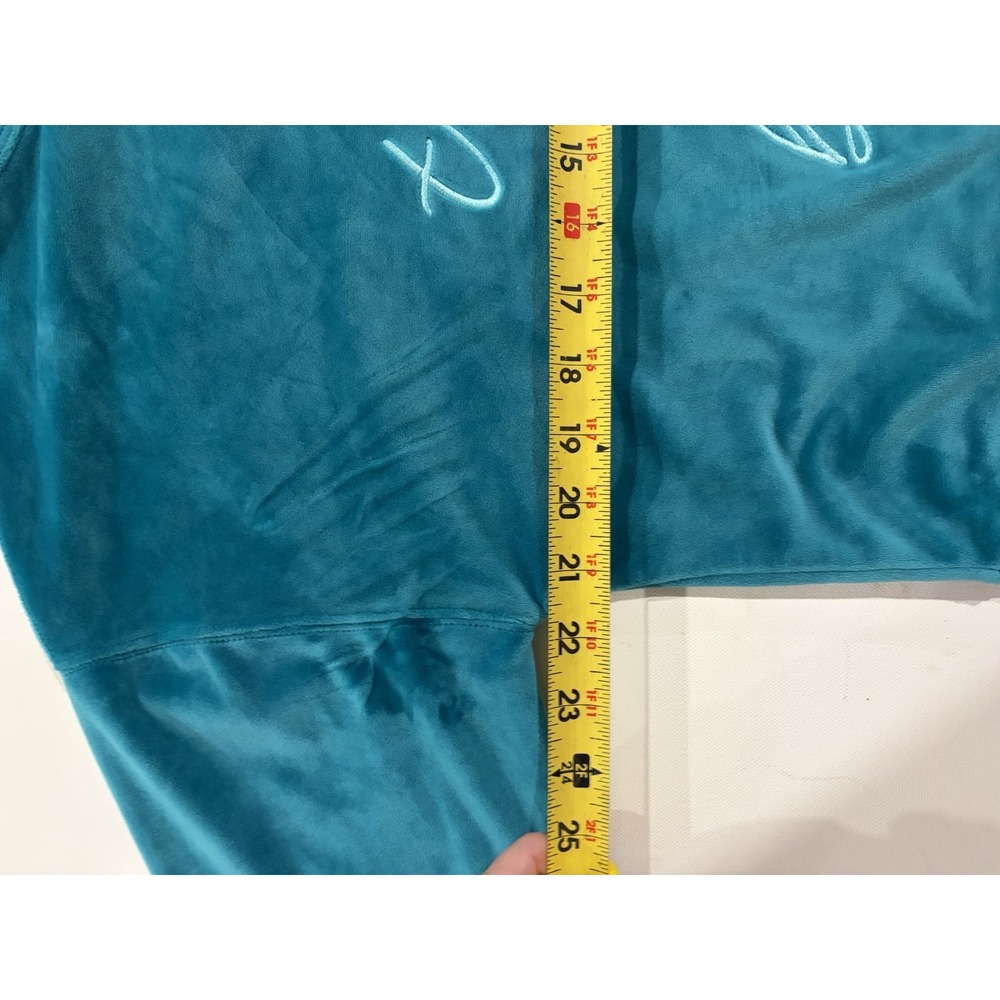 Disney Little Mermaid Ariel Velour Crop Hoodie Pullover Blue Medium - Picture 4 of 5